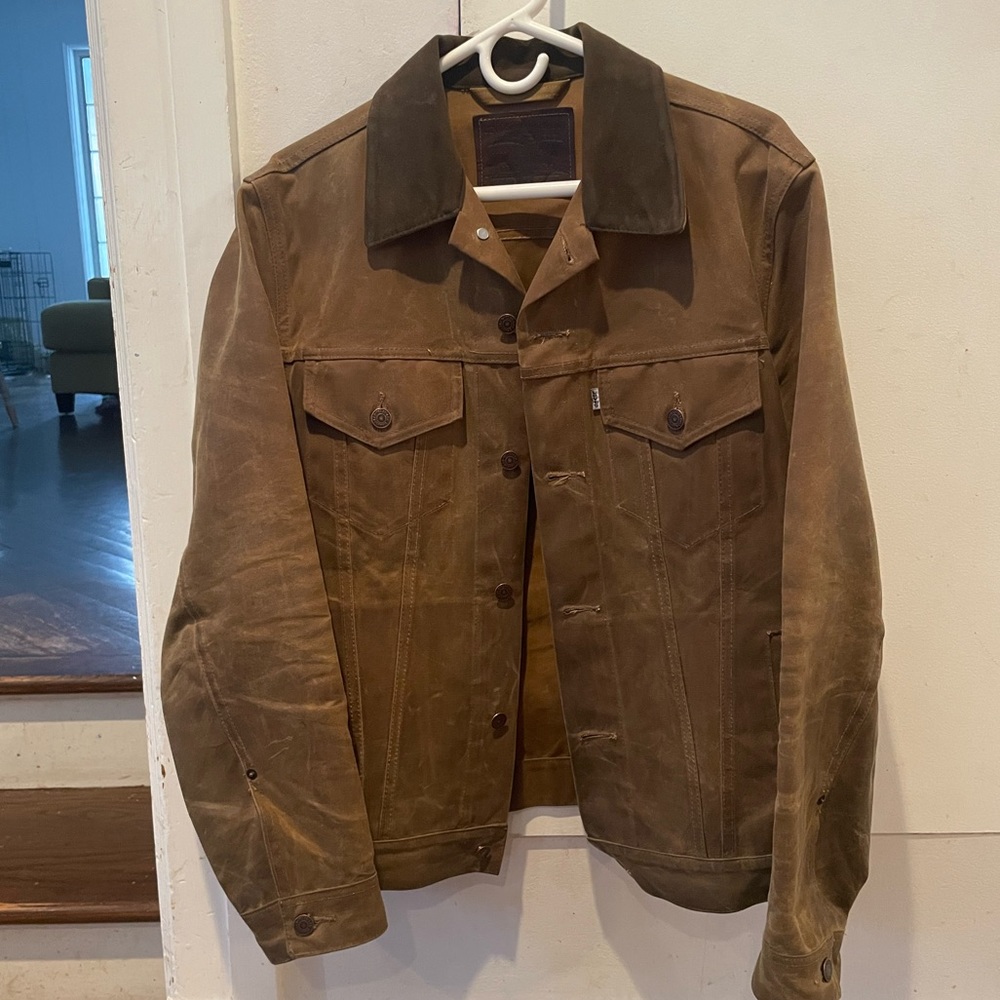 Filson-Levi’s waxed tin clothe trucker jacket